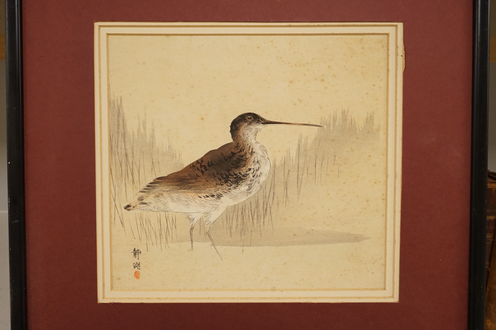 After William Alexander (1767-1816), 'A soldier of Chu-San armed with a matchlock gun', published London January 1st 1804 by W Miller, together with two Chinese School watercolours, Studies of birds, each signed with red